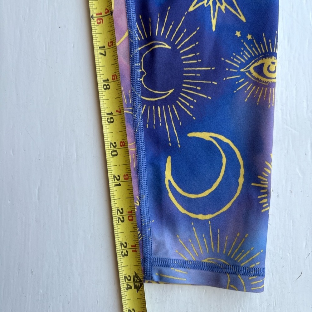 Victoria Sport Celestial Women M Leggings Purple Moon Sun Star Evil Eye Yoga - Picture 9 of 9